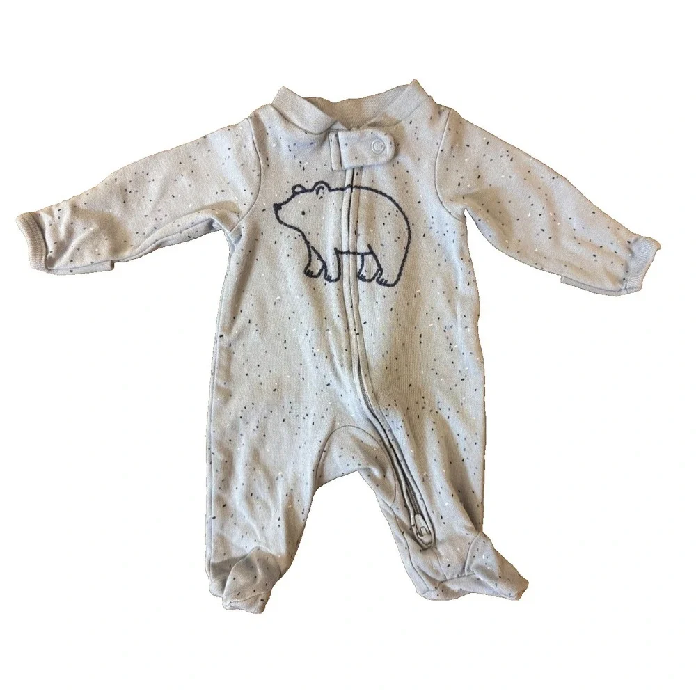 Carters Preemie Baby Boy Sleeper Outfit Romper‎ Cotton Reborn Doll Speckled Bear